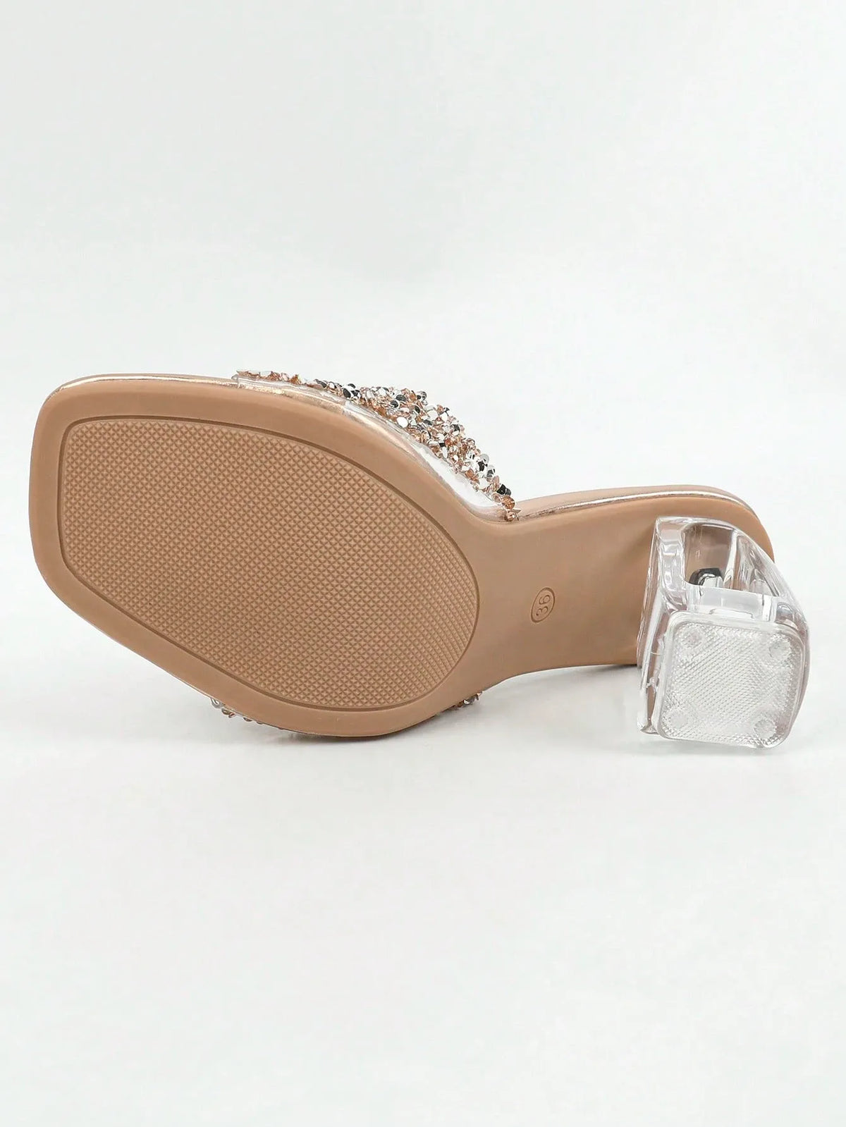 Champagne Rhinestone Glitter Martin Sandals, Perfect for Weddings & Parties